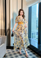 Floral Print Empire Waist Maxi Dress