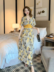 Floral Print Empire Waist Maxi Dress