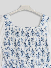 Floral Print Flounce Sleeve Maxi Dress