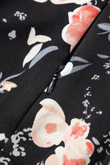 Floral Print Flounce Sleeve Midi Dress