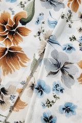 Floral Print Flounce Sleeve Midi Dress