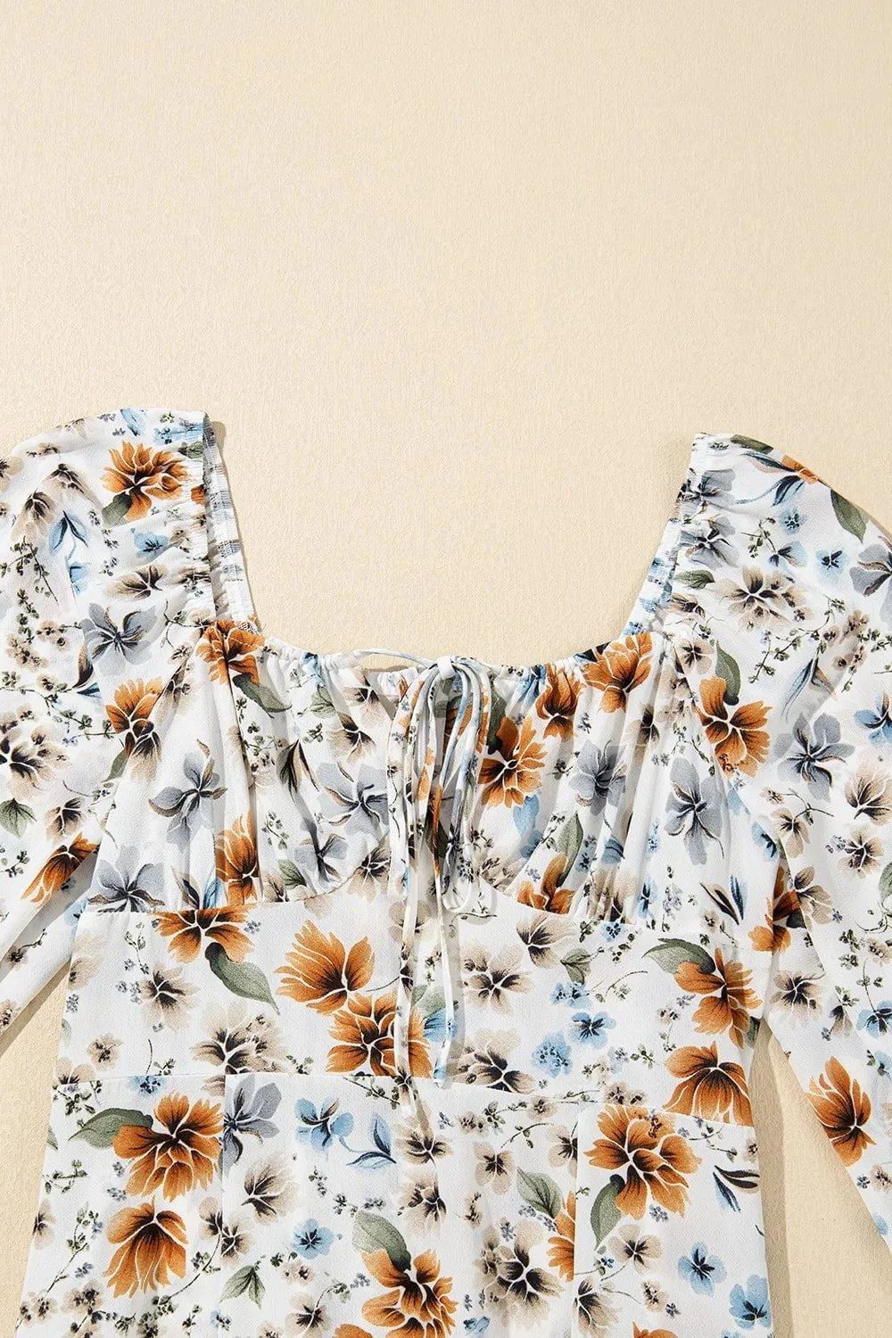 Floral Print Flounce Sleeve Midi Dress