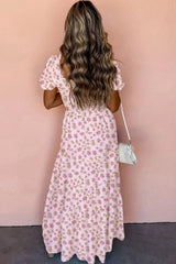 Floral Print Flutter Sleeve Maxi Dress