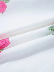 Floral Print Half Button Mandarin Neck 3/4 Sleeve Maxi Dress