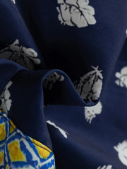 Floral Print Half Sleeve Contrast Trim Blouse