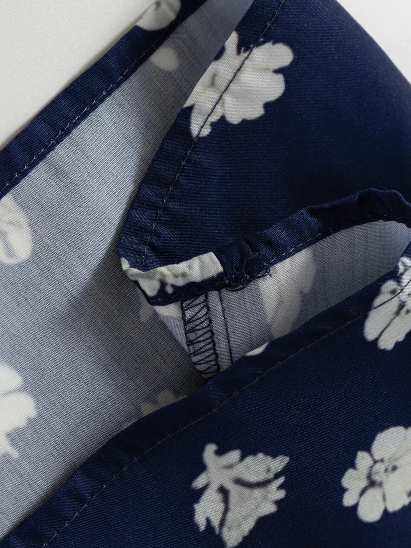 Floral Print Half Sleeve Contrast Trim Blouse