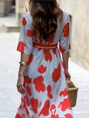 Floral Print Half Sleeve Maxi Dress