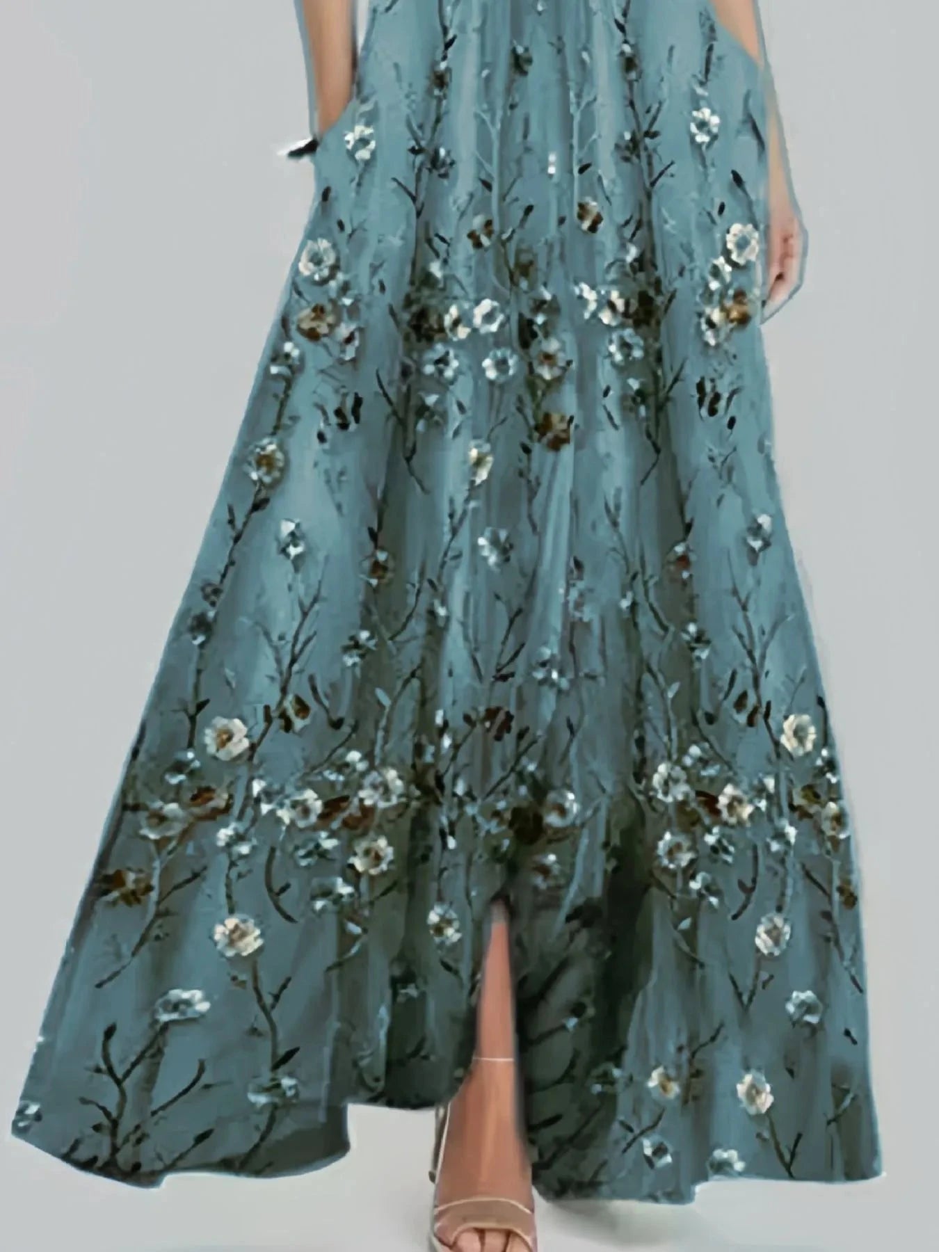 Floral Print Half Sleeve Maxi Dress