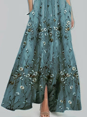 Floral Print Half Sleeve Maxi Dress