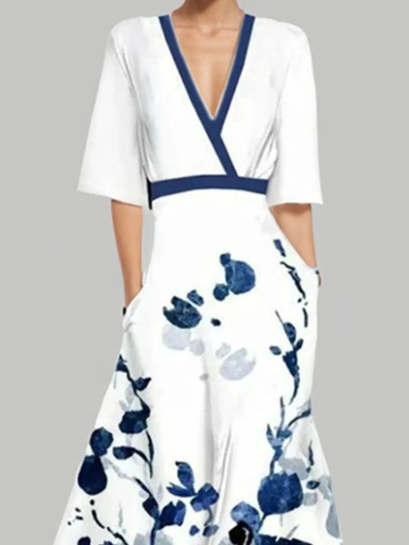 Floral Print Half Sleeve Maxi Dress