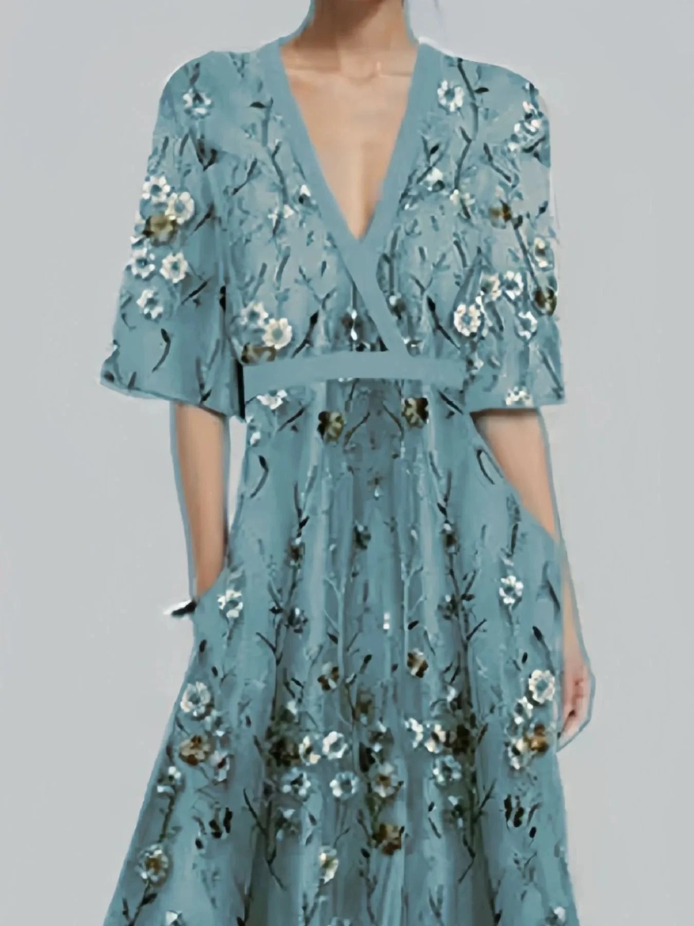 Floral Print Half Sleeve Maxi Dress