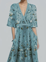 Floral Print Half Sleeve Maxi Dress