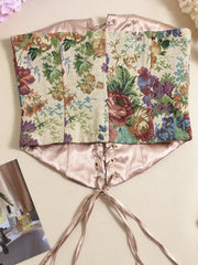 Floral Print Lace Up Tube Top