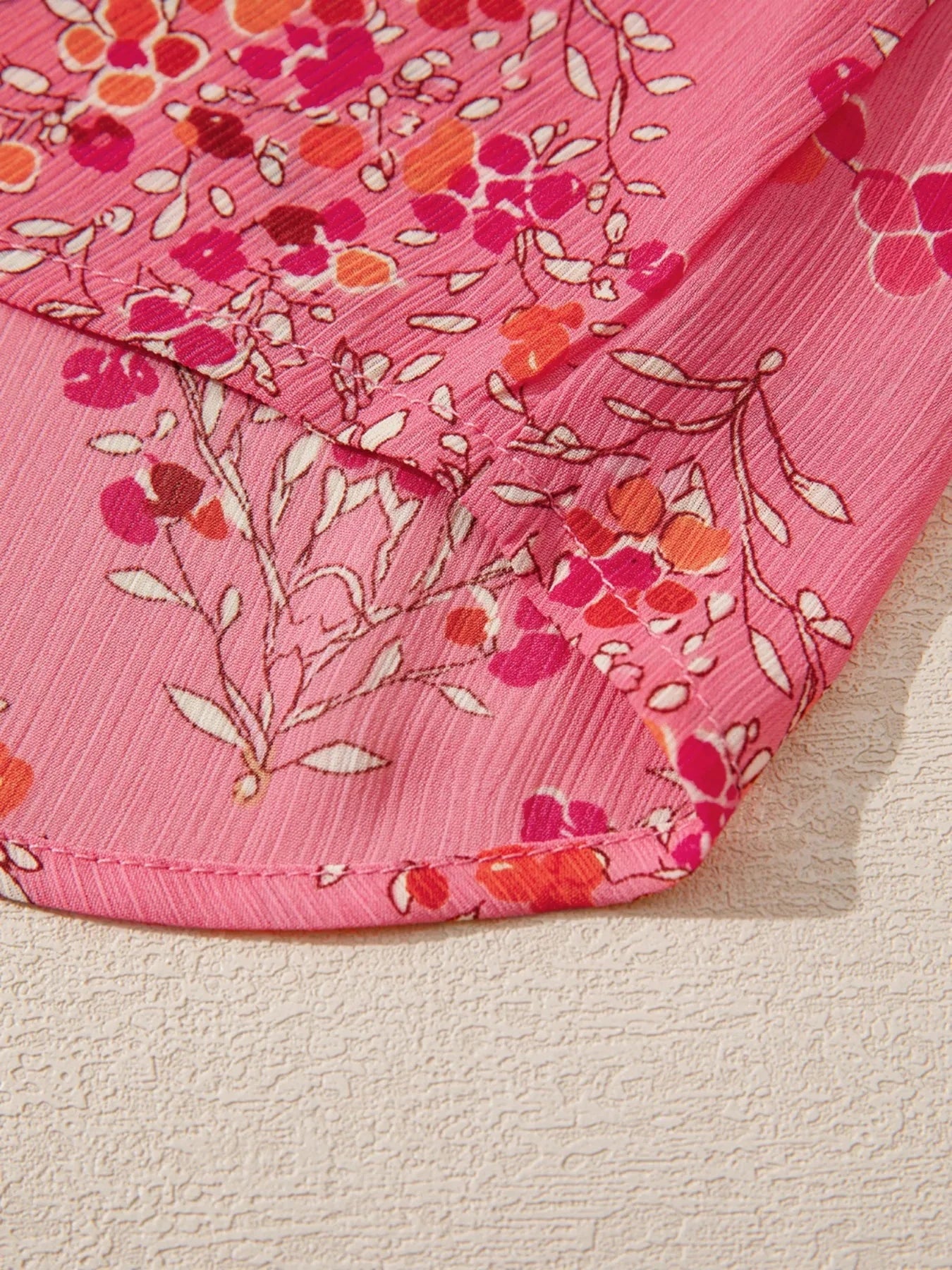 Floral Print Lantern Sleeve Loose Shirt