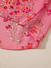 Floral Print Lantern Sleeve Loose Shirt