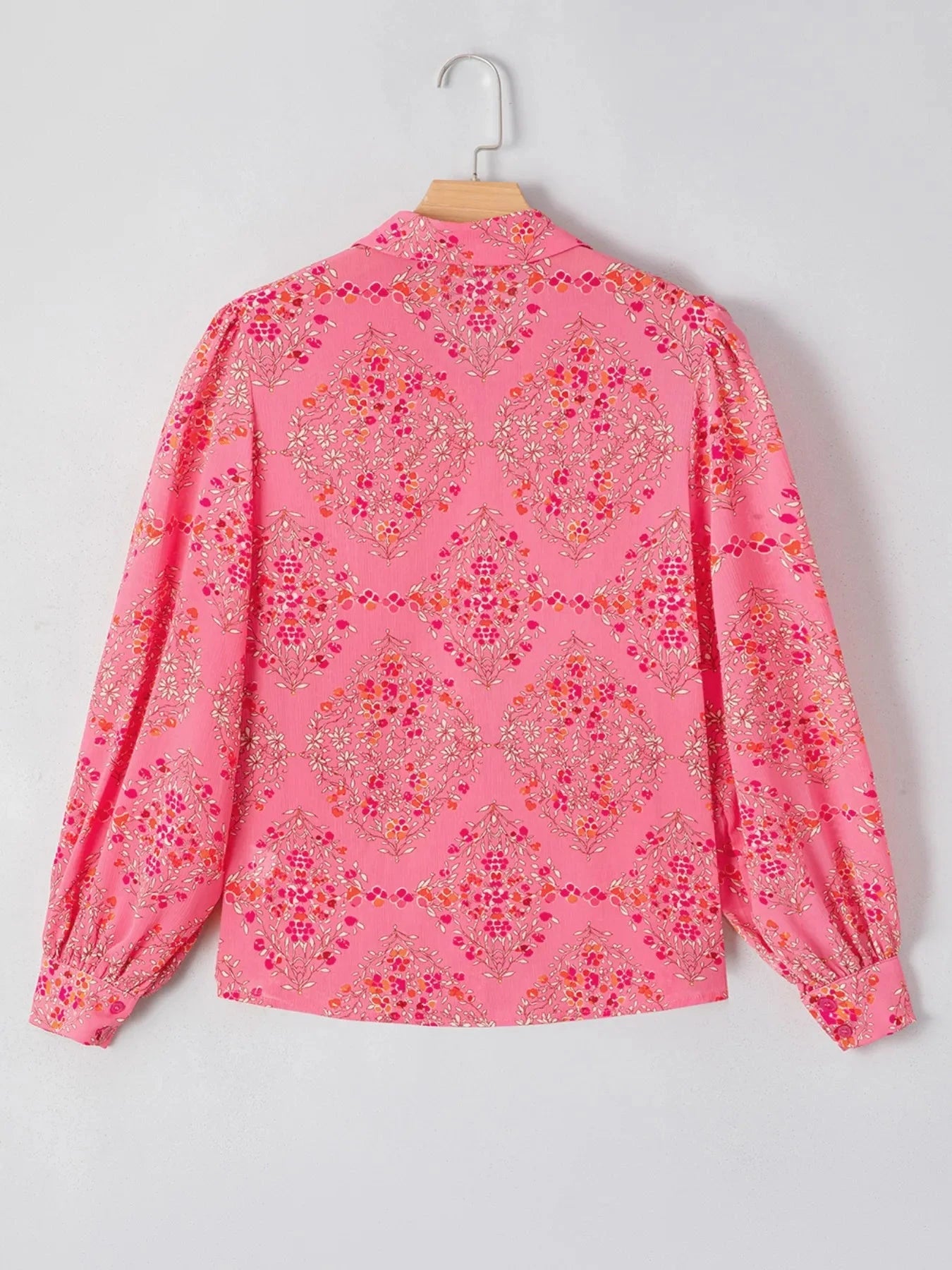 Floral Print Lantern Sleeve Loose Shirt