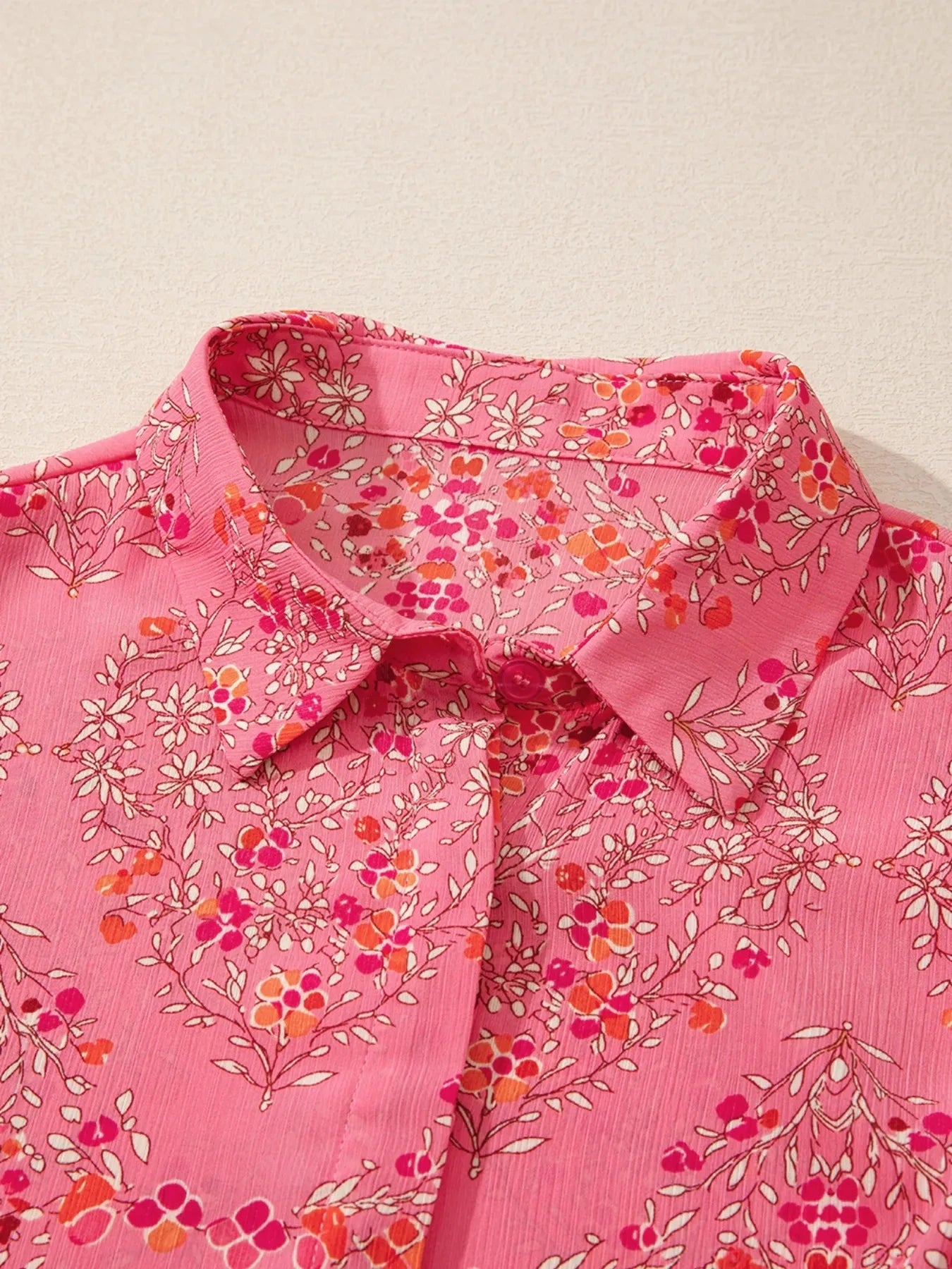 Floral Print Lantern Sleeve Loose Shirt