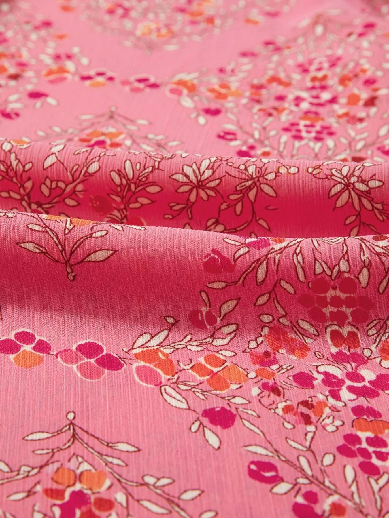 Floral Print Lantern Sleeve Loose Shirt