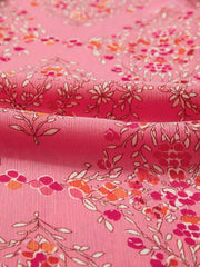 Floral Print Lantern Sleeve Loose Shirt