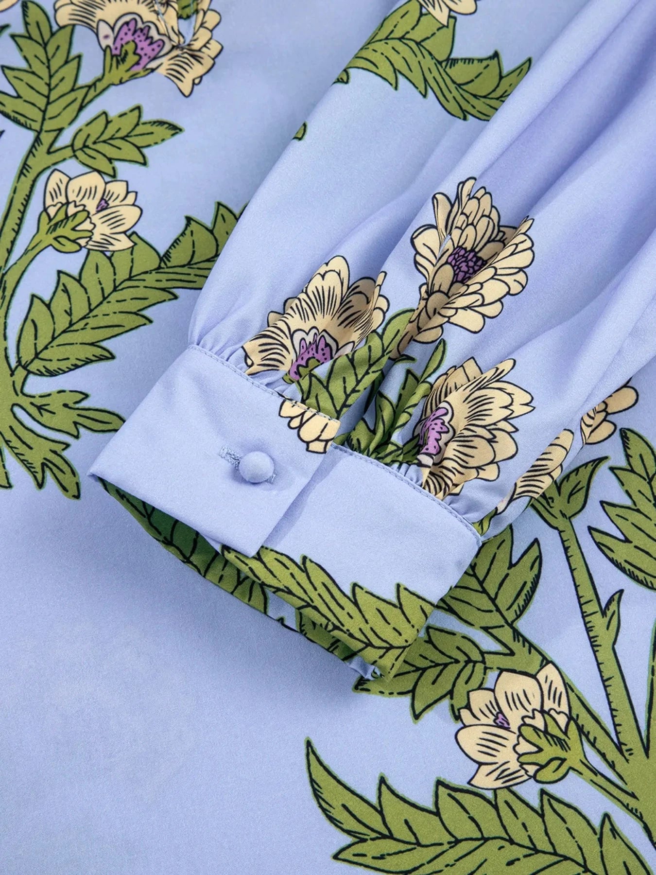 Floral Print Long Sleeve Tie Neck Blouse