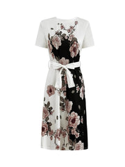 Floral Print Midi Dress with Short Sleeves