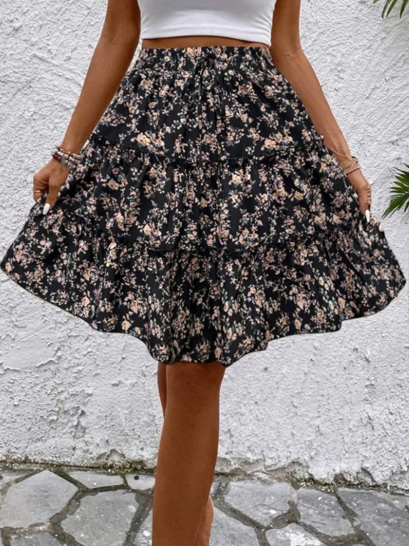 Floral Print Midi Skirt