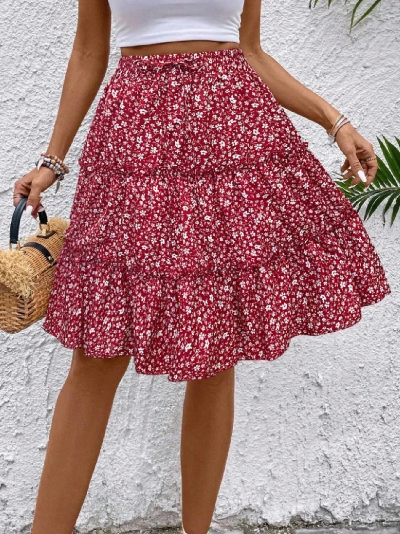Floral Print Midi Skirt