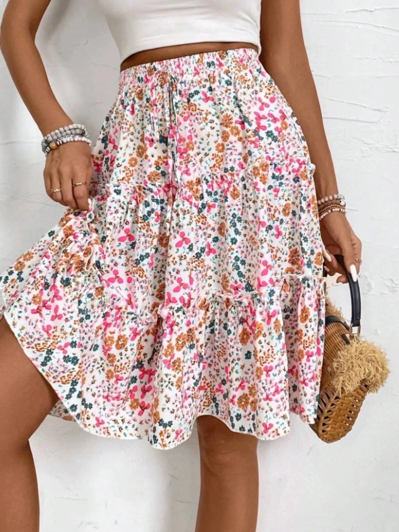 Floral Print Midi Skirt