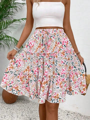 Floral Print Midi Skirt Pink / S