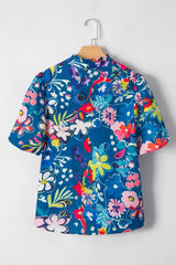 Floral Print Ruffle Sleeve Loose Blouse