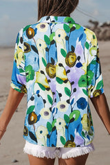 Floral Print Short Sleeve Blouse