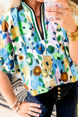 Floral Print Short Sleeve Blouse