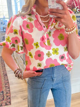 Floral Print Short Sleeve Blouse Floral / S