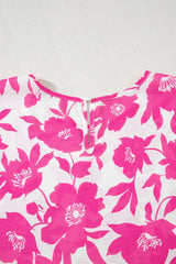 Floral Print Short Sleeve Casual Blouse