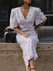 Floral Print Short Sleeve Dress