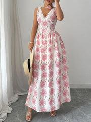 Floral Print Sleeveless Maxi Dress