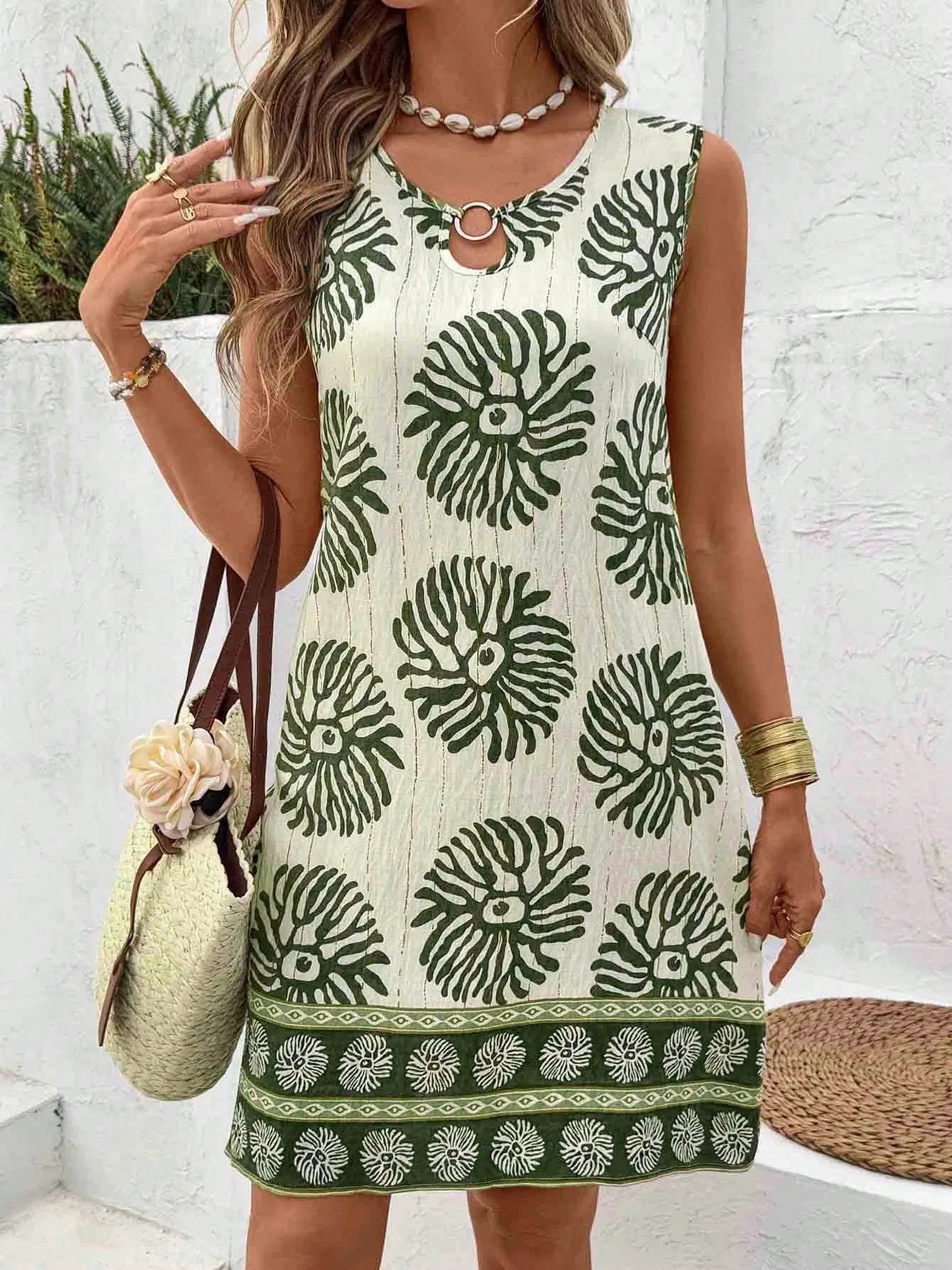 Floral Print Sleeveless Summer Mini Dress
