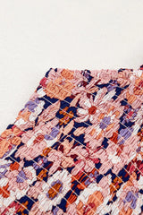 Floral Print Smocked High Waist Square Neck Jumpsuit