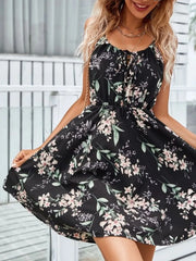 Floral Print Spaghetti Strap Summer Mini Dress