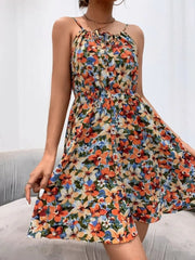 Floral Print Spaghetti Strap Summer Mini Dress