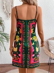 Floral Print Spaghetti Strap Wrap Mini Dress
