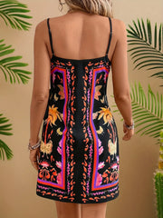 Floral Print Spaghetti Strap Wrap Mini Dress