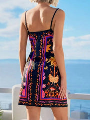 Floral Print Spaghetti Strap Wrap Mini Dress