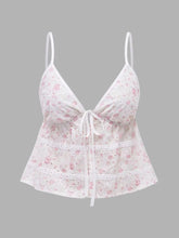 Floral Print Tie Front Cami Off-white / XS