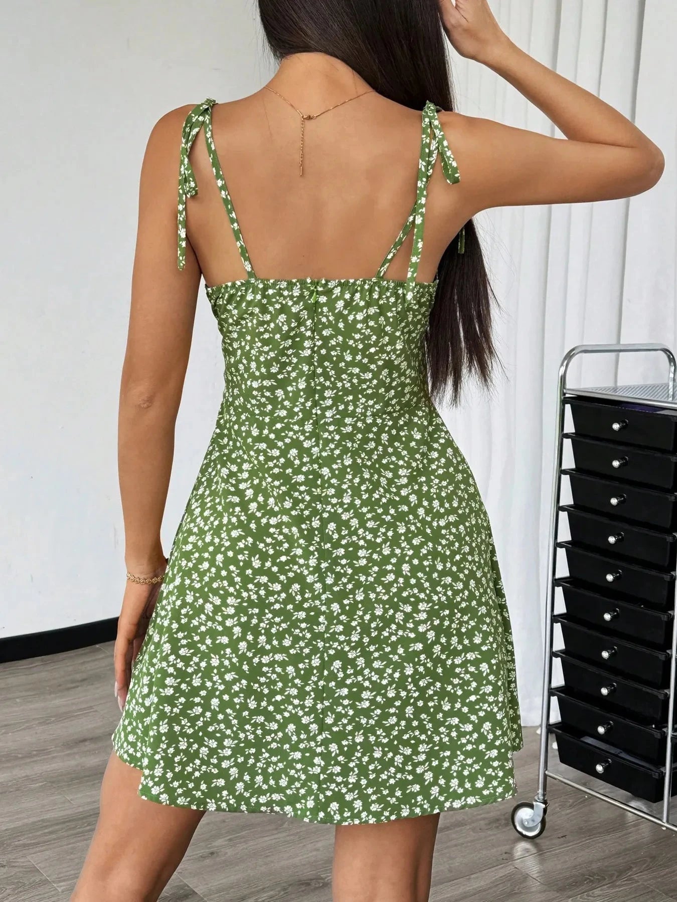Floral Print Tie-Strap Summer Mini Dress