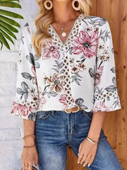 Floral Print V-Neck Blouse