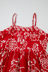 Floral Printed Spaghetti Strap Empire Waist Maxi Dress