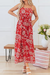 Floral Printed Spaghetti Strap Empire Waist Maxi Dress