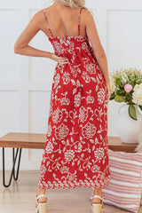 Floral Printed Spaghetti Strap Empire Waist Maxi Dress