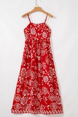 Floral Printed Spaghetti Strap Empire Waist Maxi Dress
